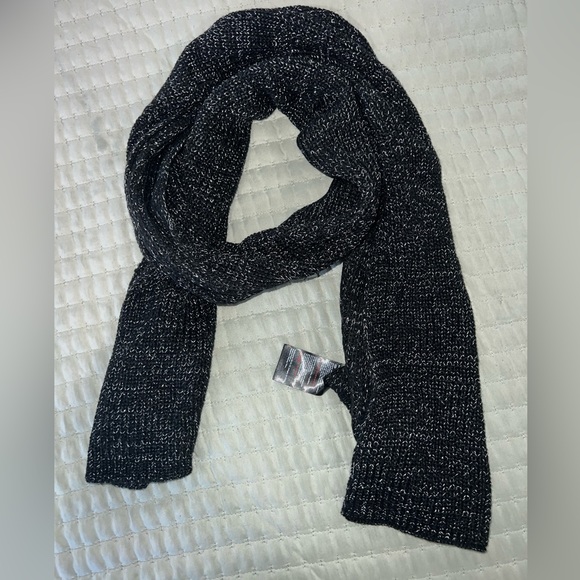 Black Scarf and Hat Set with White and Silver Glitter Accents- NWOT - Picture 5 of 7